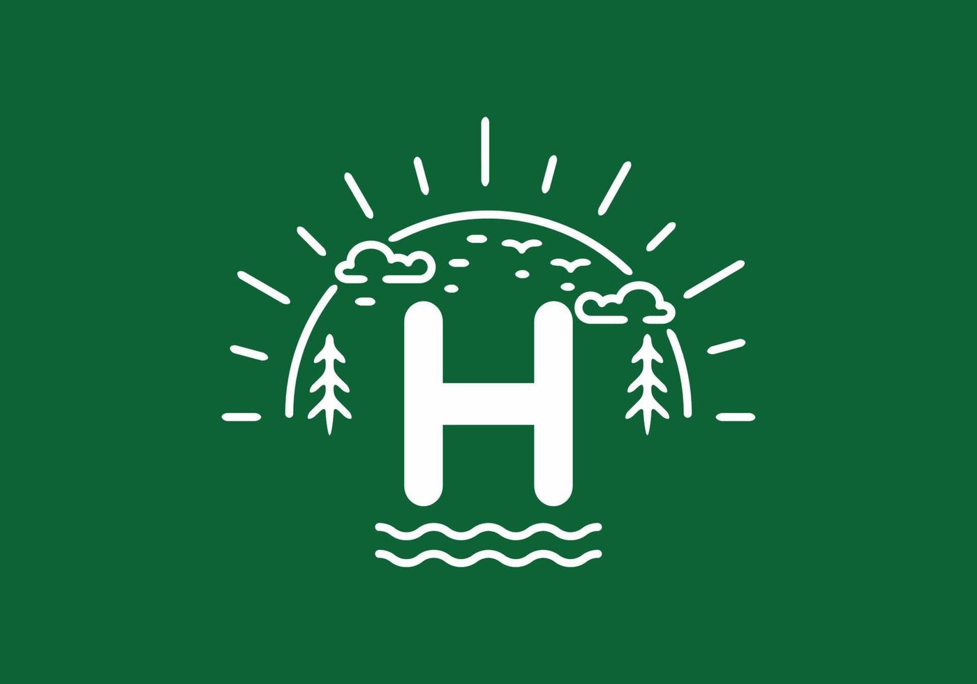 insignia de naturaleza salvaje verde blanca con letra inicial h vector