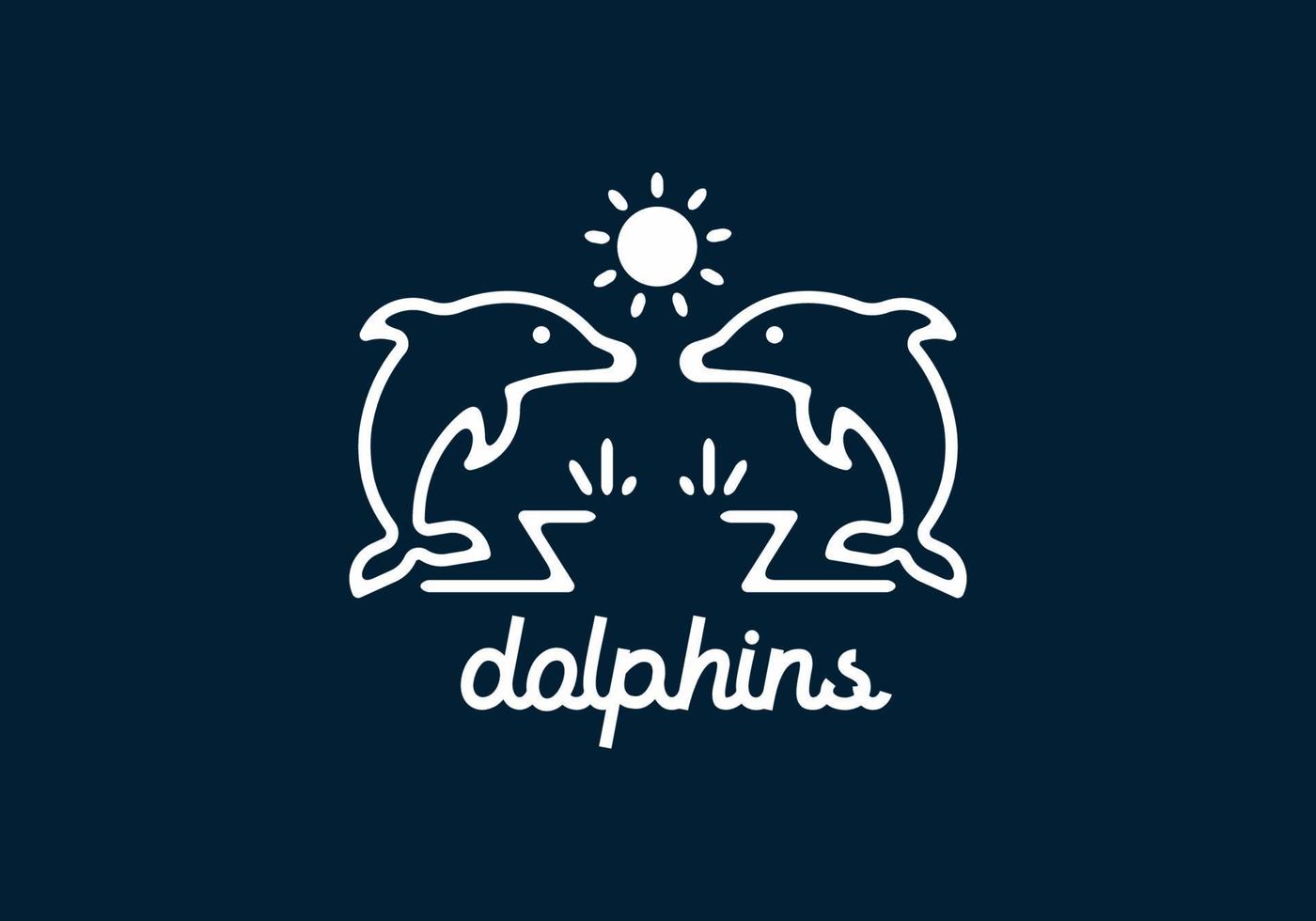 White Dolphins line art illustrations vector