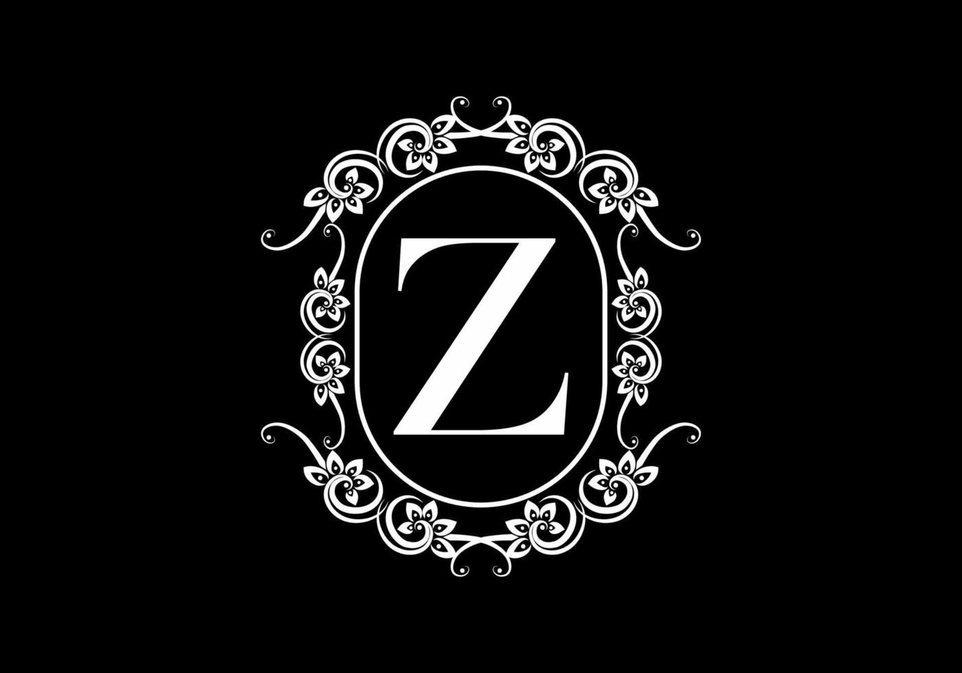 Black initial Z letter in classic frame vector