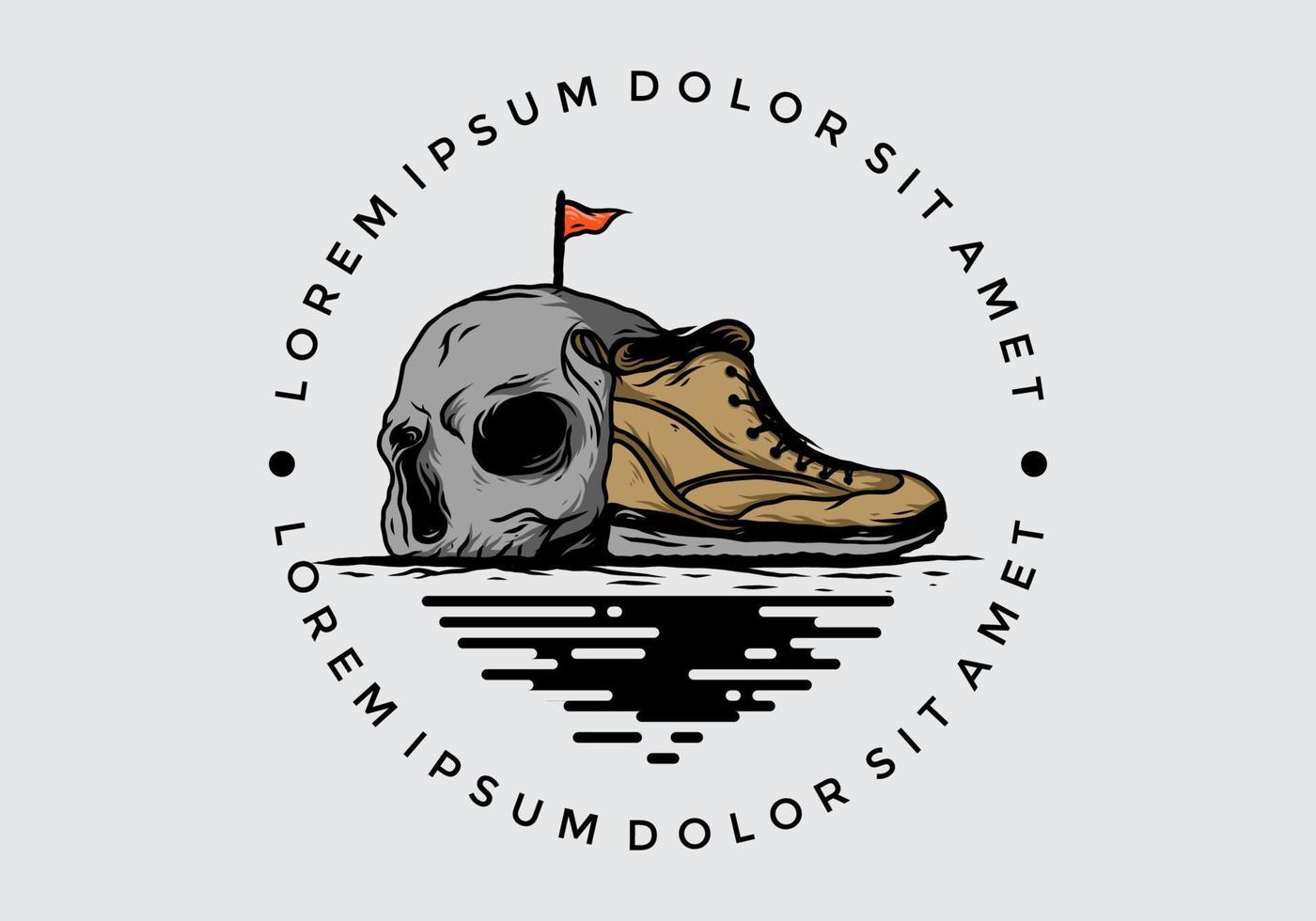 Outdoor boots and skull illustration vector