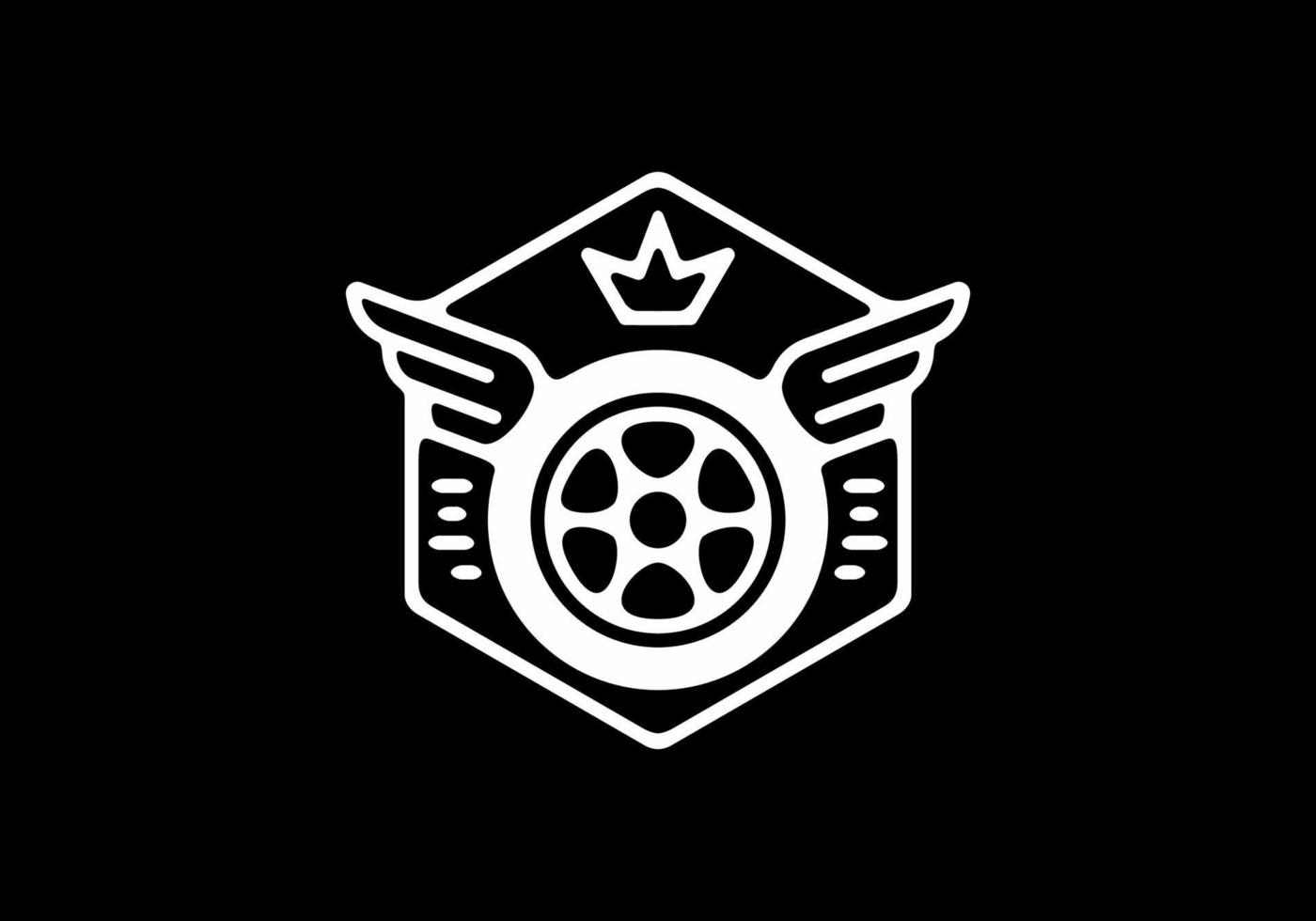White on black background line art of tire wings vector