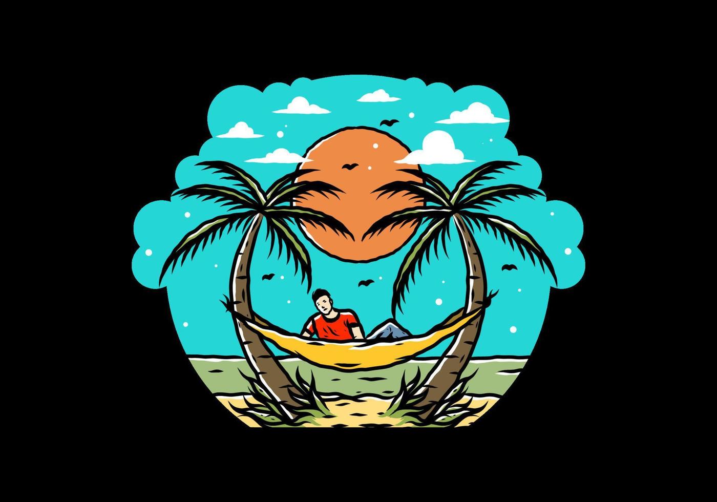 Relax on hammock on the beach illustration vector