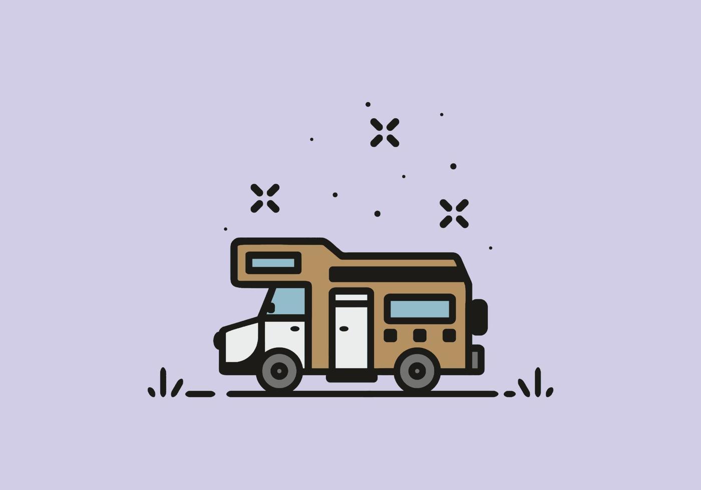 Simple camper van camping illustration vector