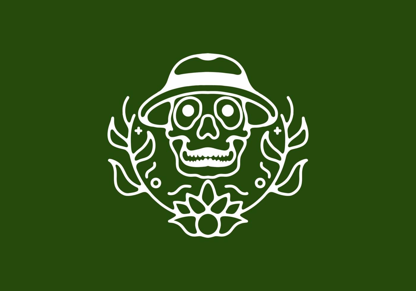Skull with head line art illustration vector