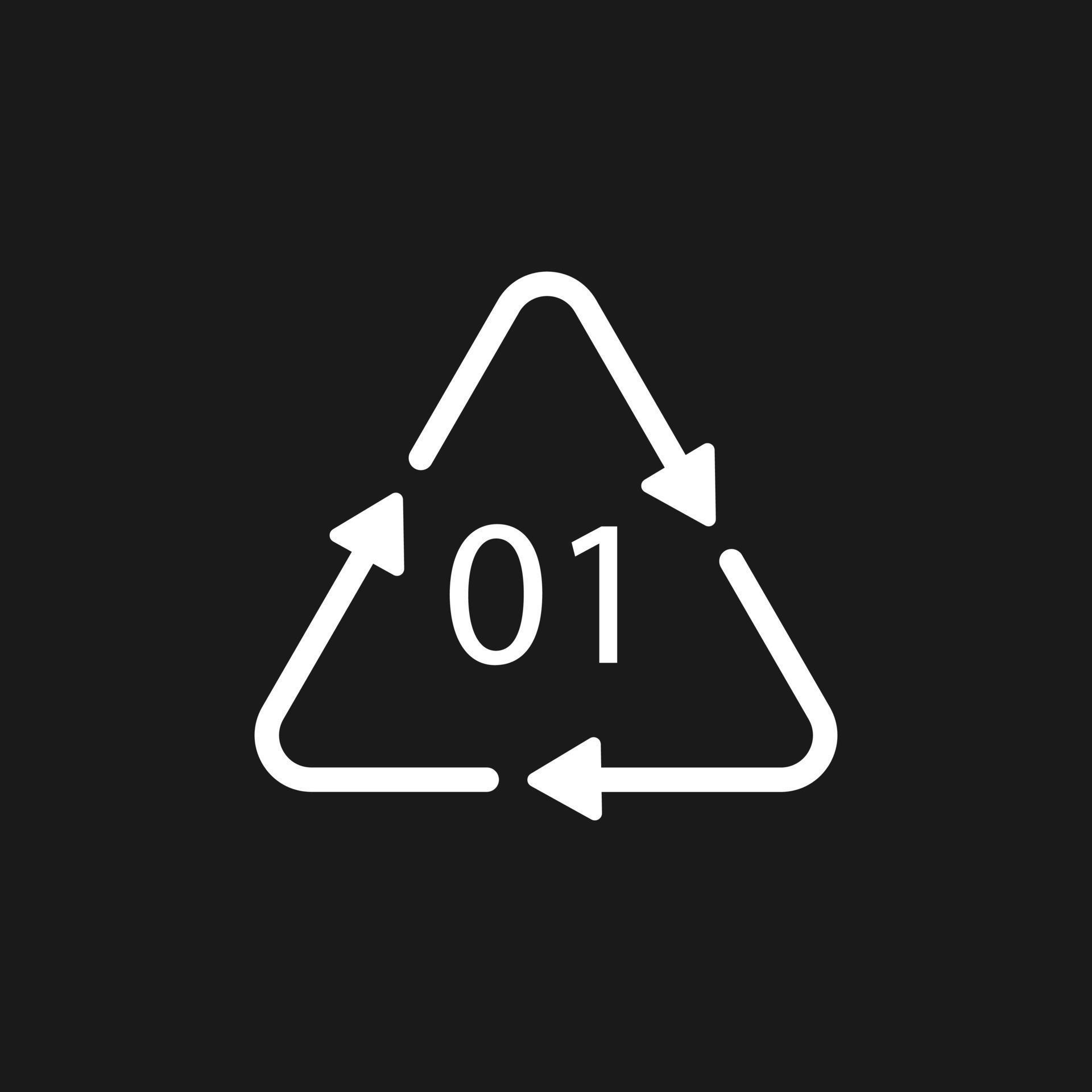 PET 01 recycling code symbol. Plastic recycling vector polyethylene