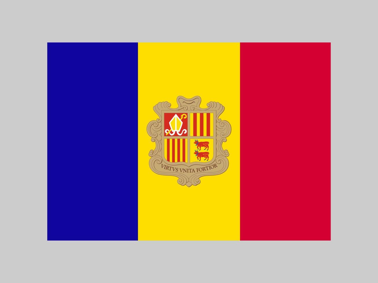 Andorra flag, official colors and proportion. Vector illustration.