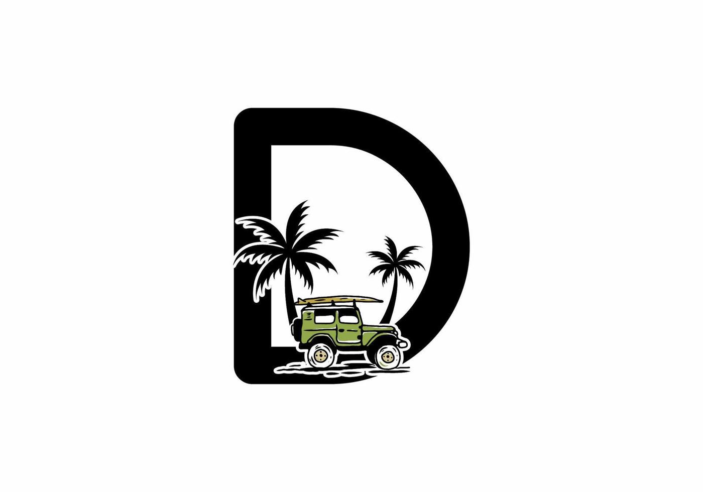 Off road car with D initial letter vector