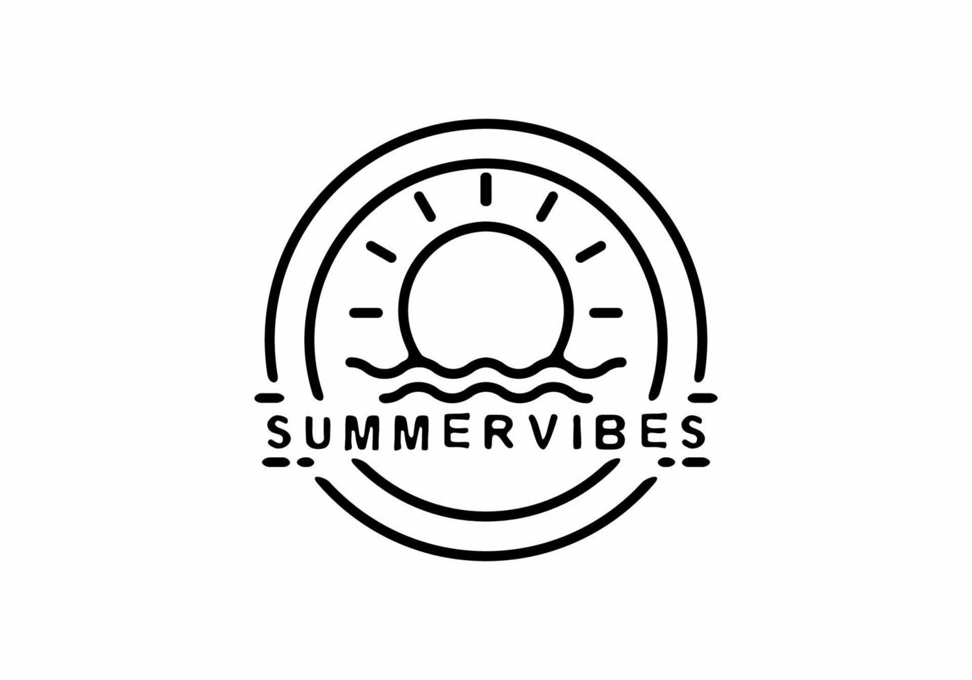 Summer vibes beach line art illustration badge vector