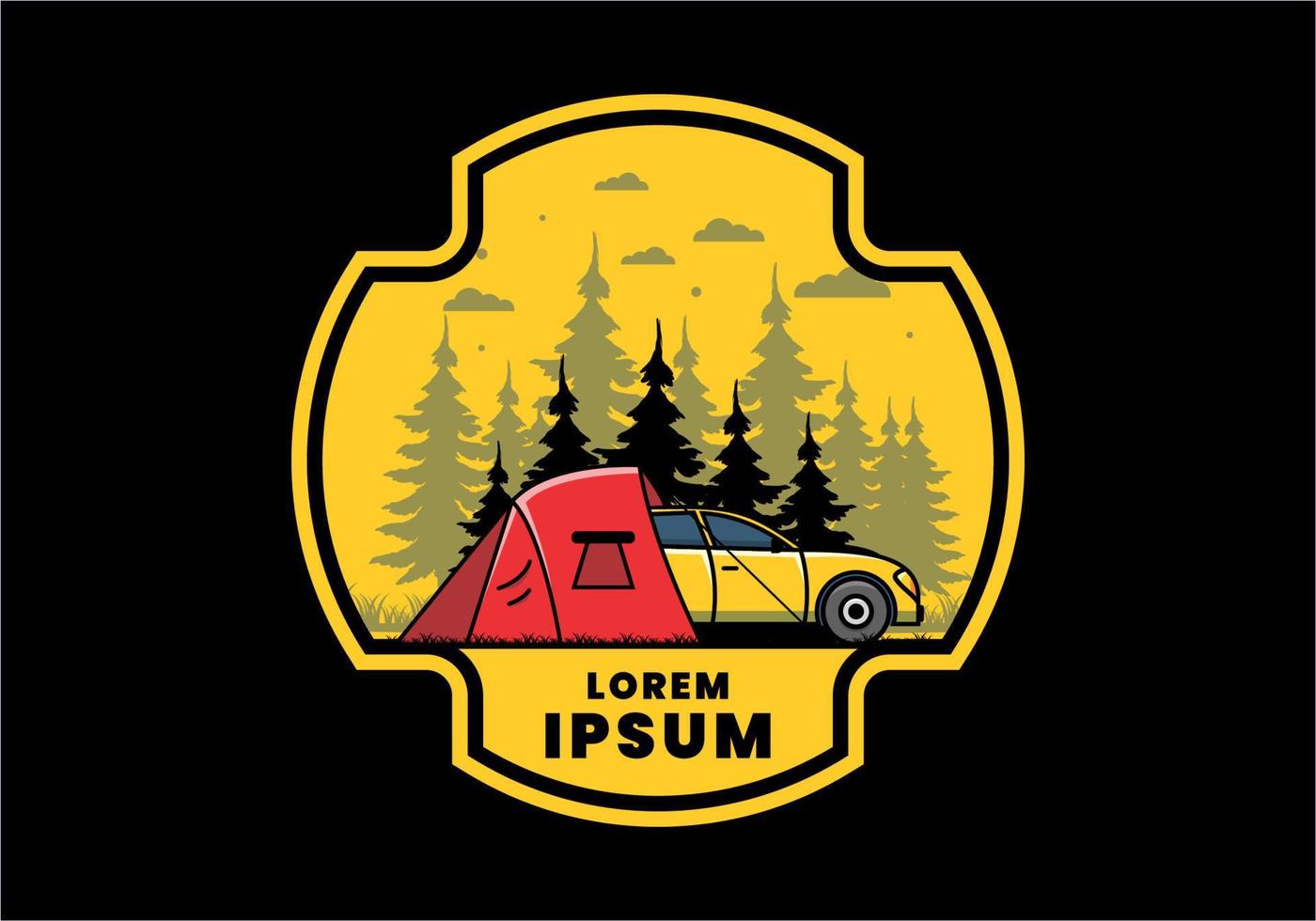 Night camping with car illustration vector