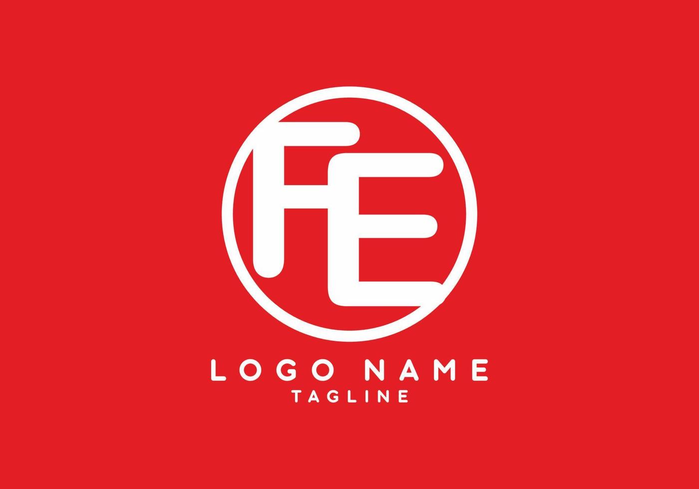 logotipo de letra inicial fe rojo blanco vector