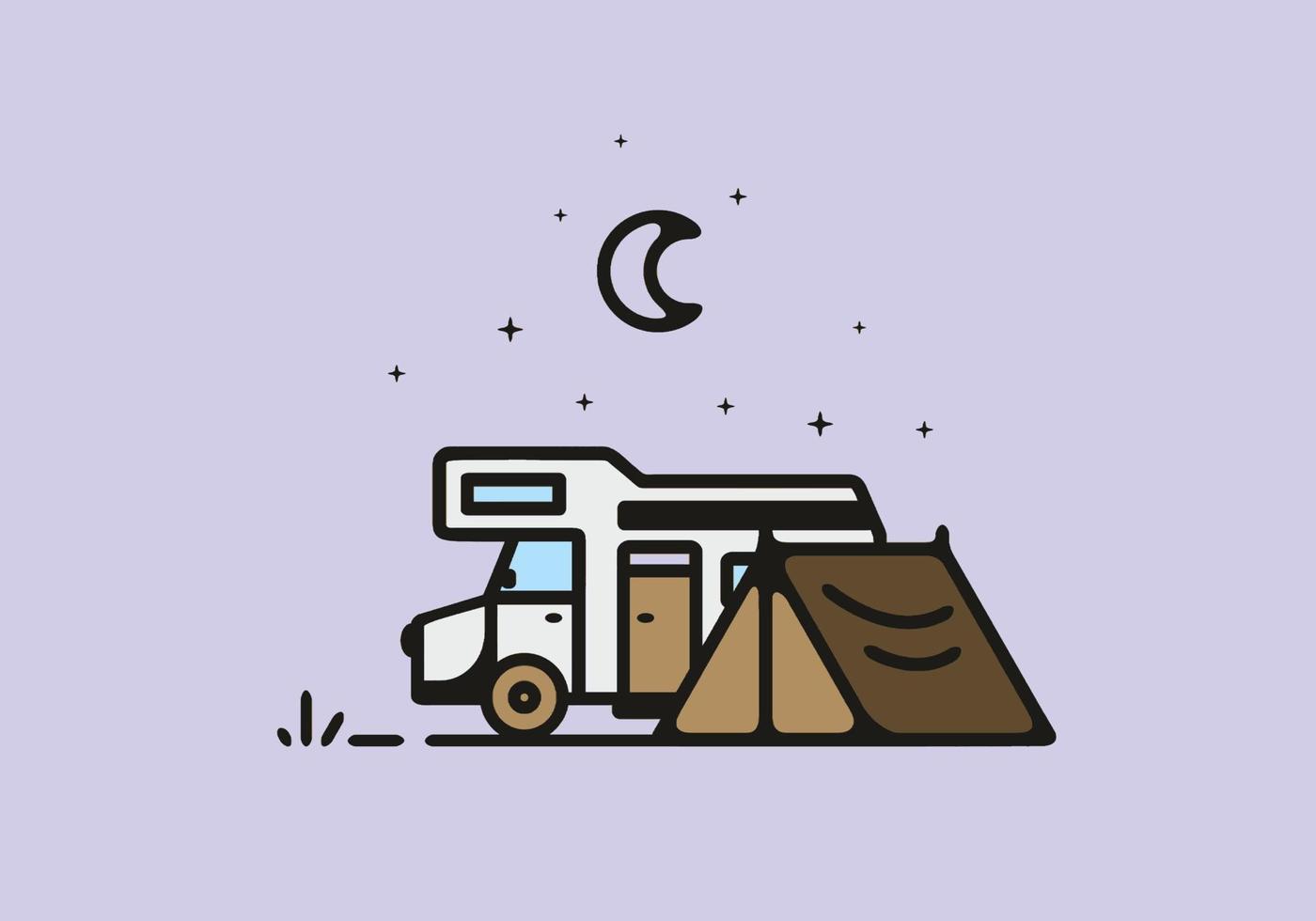 ilustración de camping de autocaravana simple vector