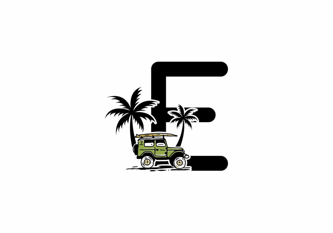 Off road car with E initial letter vector