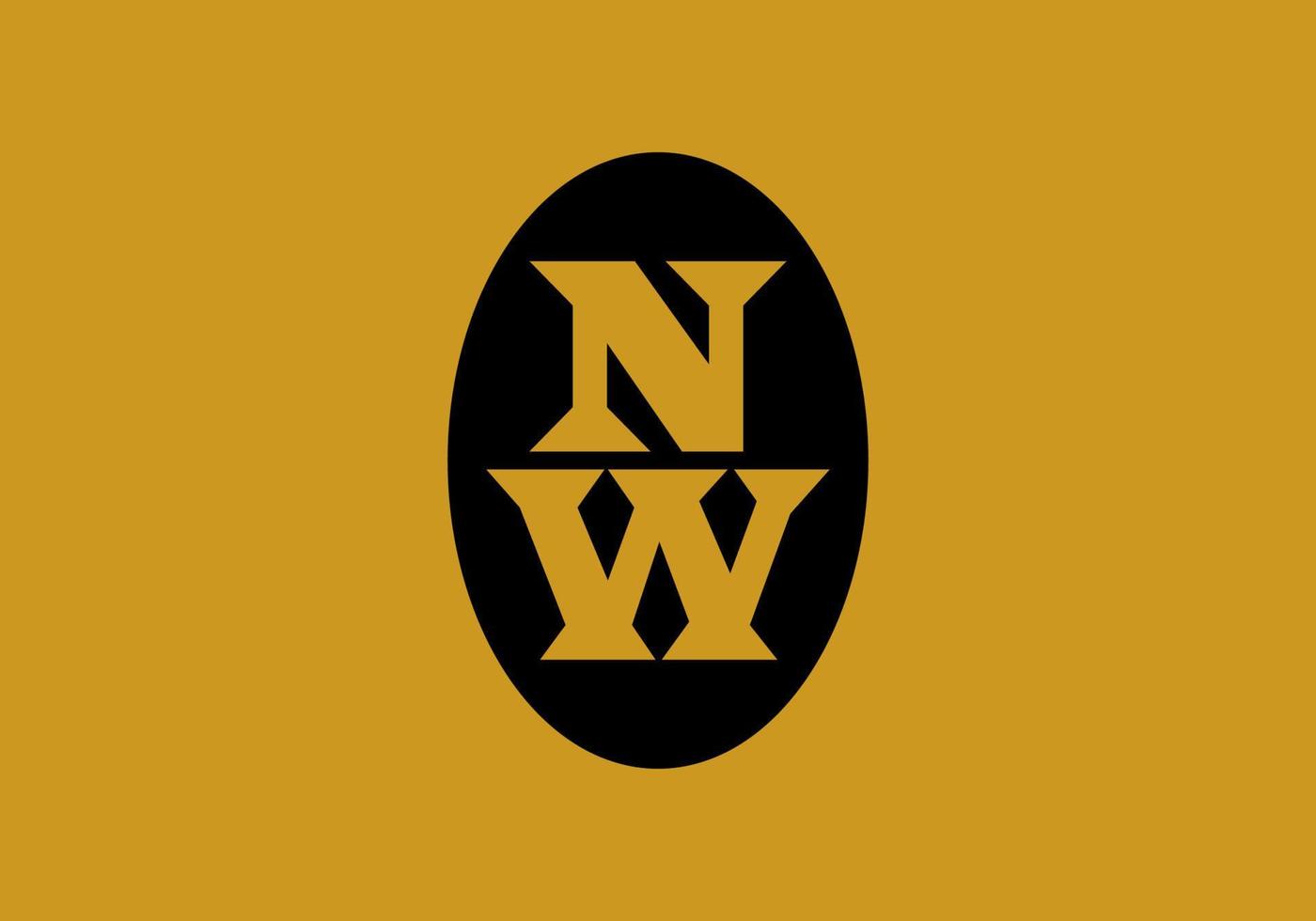 Vintage black gold color of NW initial letter vector