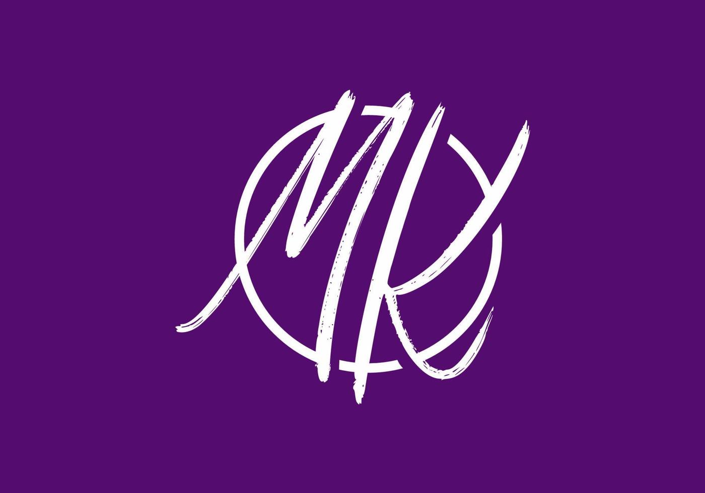 White purple of MK initial letter text vector
