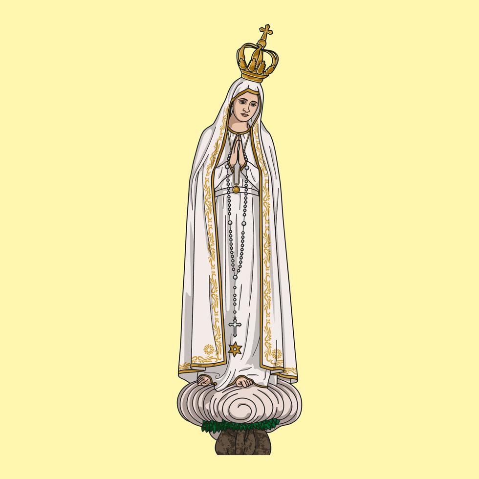 Our Lady of Fatima Colored Vector Illustration