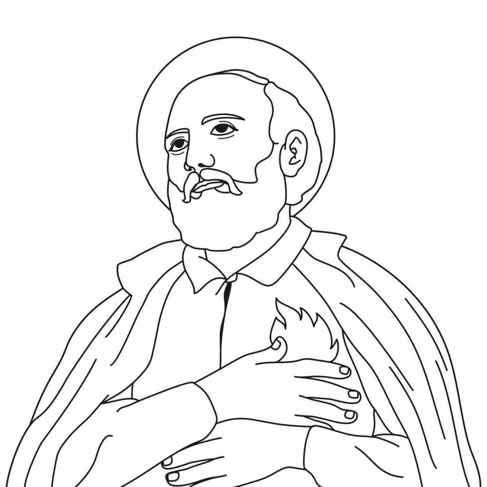 Saint Philip Neri Vector Illustration Outline Monochrome