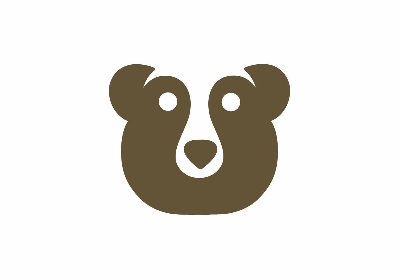Simple brown head of bear illustration vector