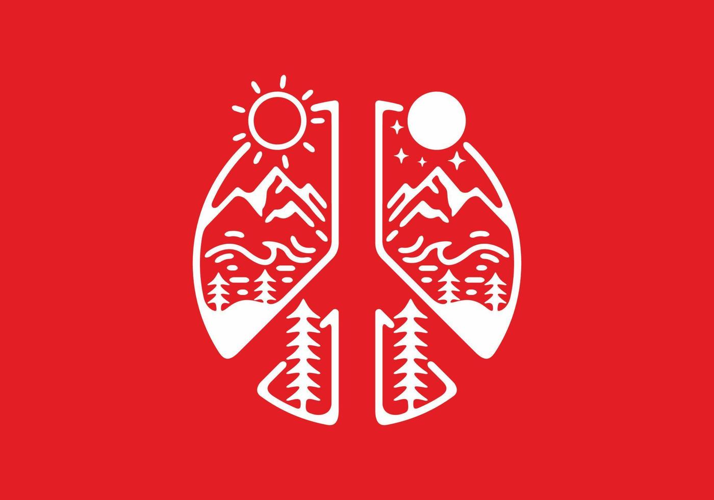 White and red color of day and night illustration vector