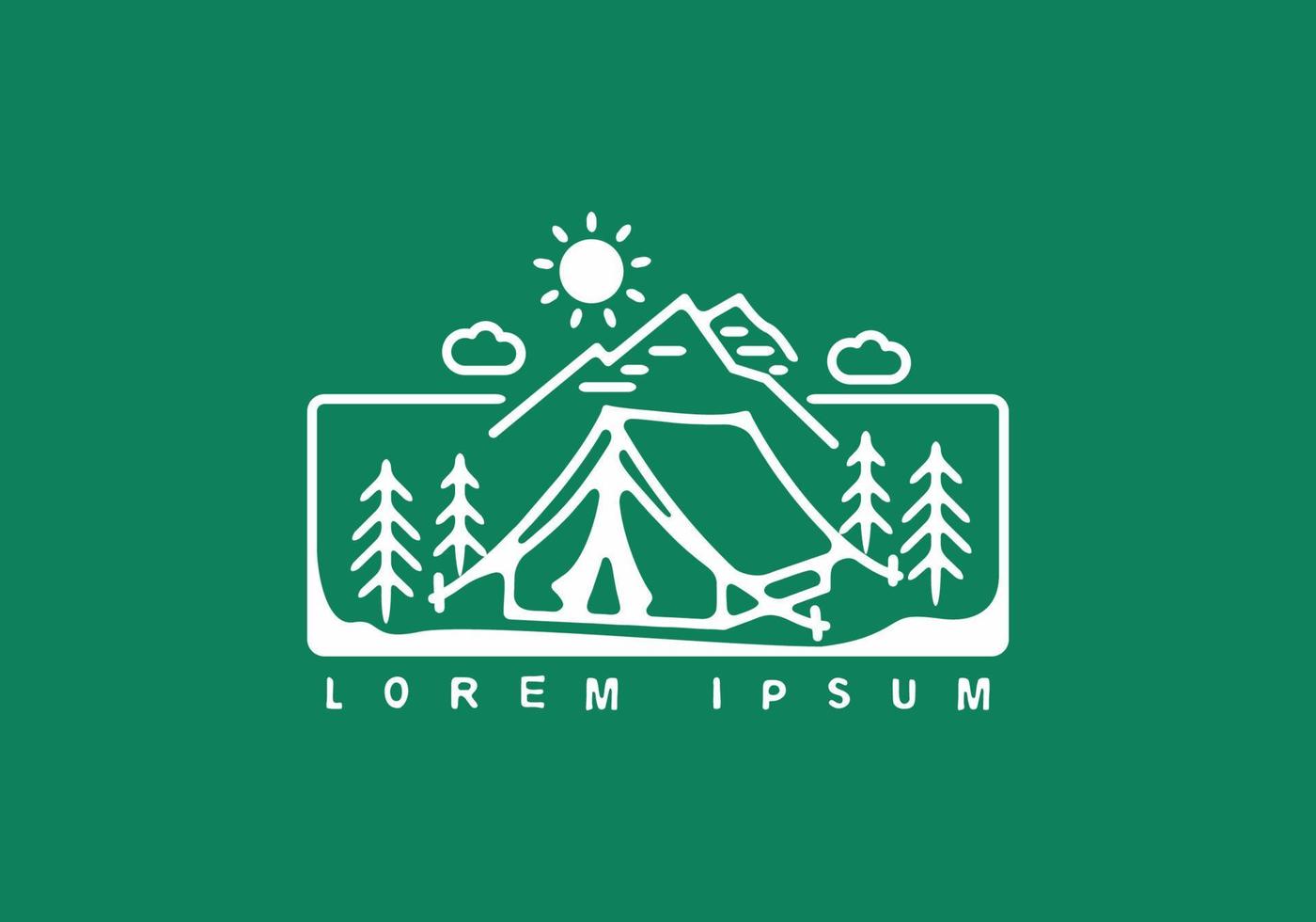 White green of camping badge vector