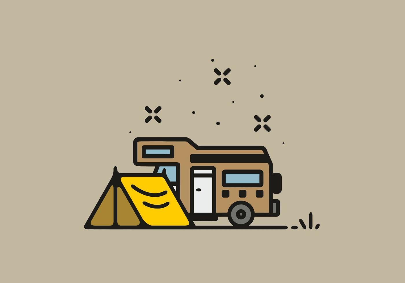 ilustración de camping de autocaravana simple vector