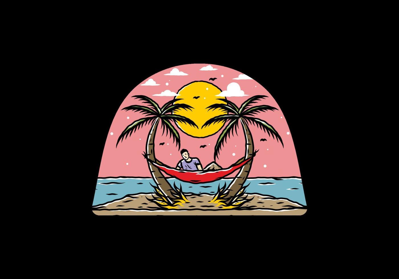 Relax on hammock on the beach illustration vector