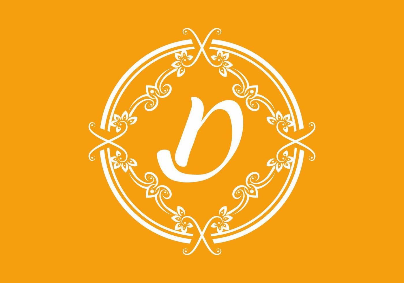 naranja blanco de la letra inicial d en el marco clásico del círculo vector