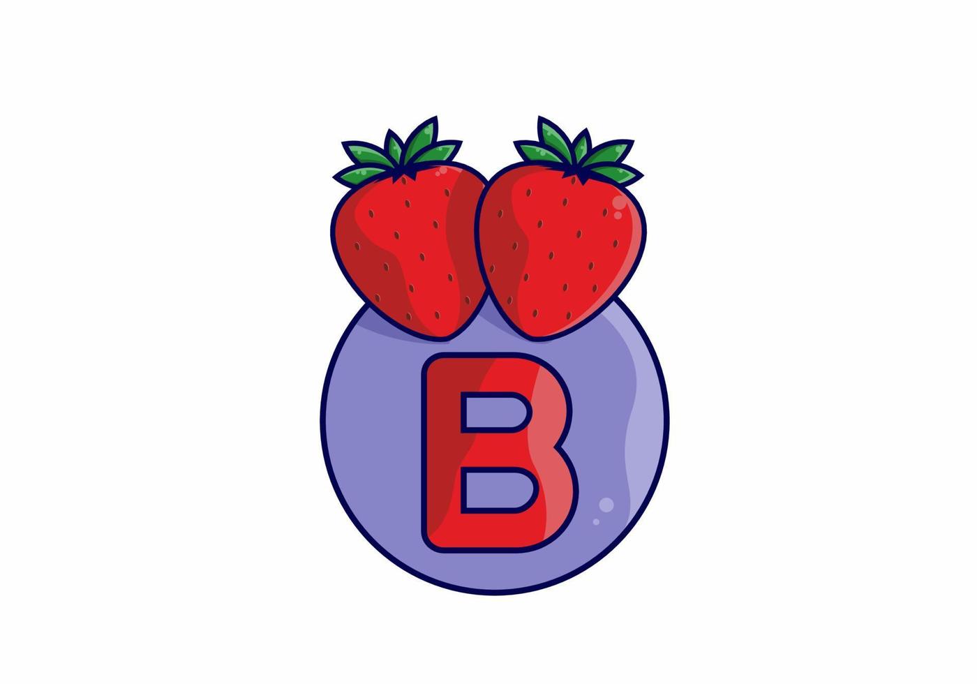 Red strawberry with B initial letter vector