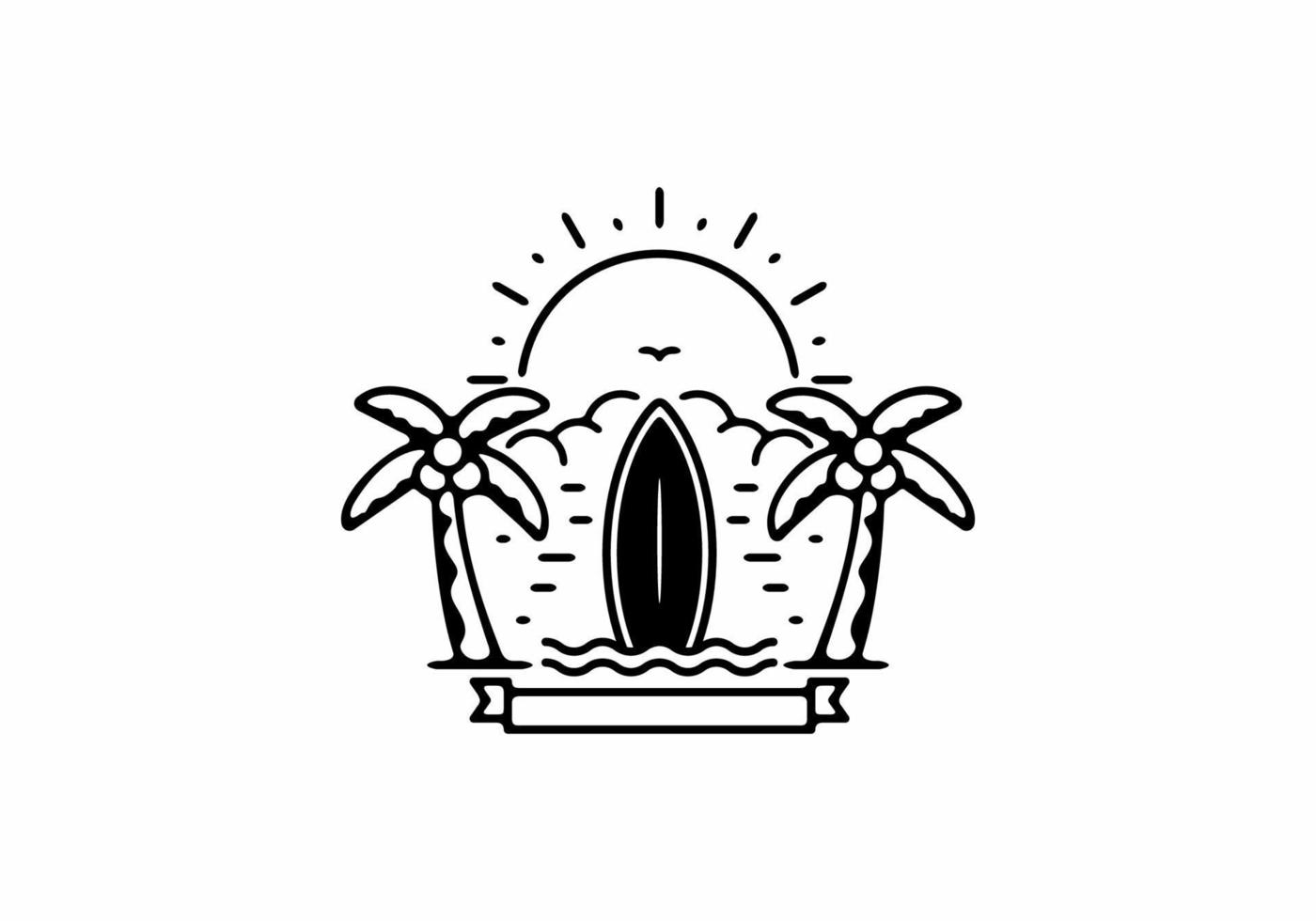 Surfing paradise line art illustration vector