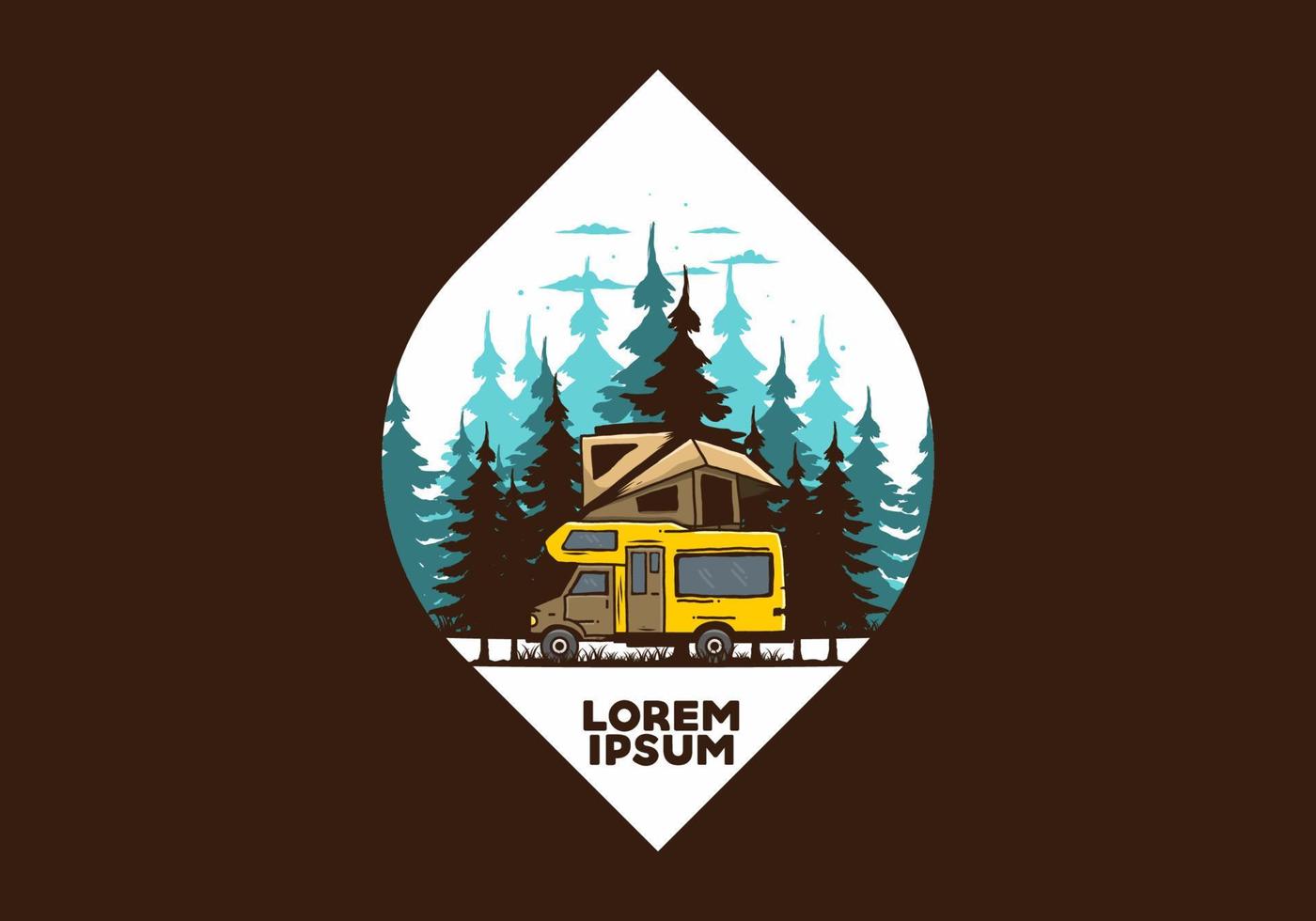 Car roof camping in the jungle illustration vector