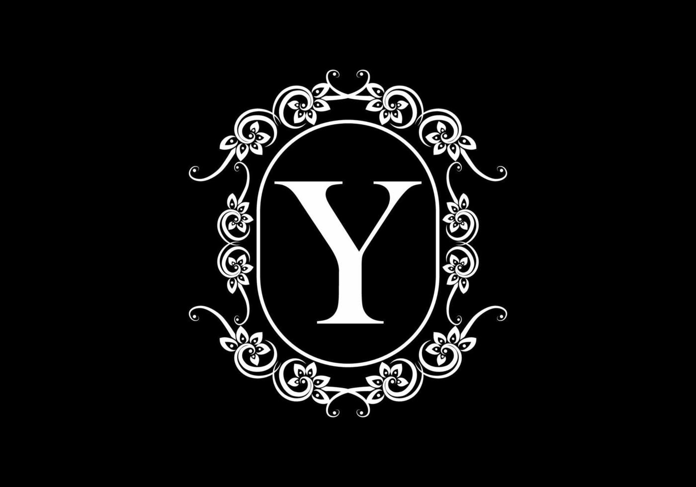 Black initial Y letter in classic frame vector