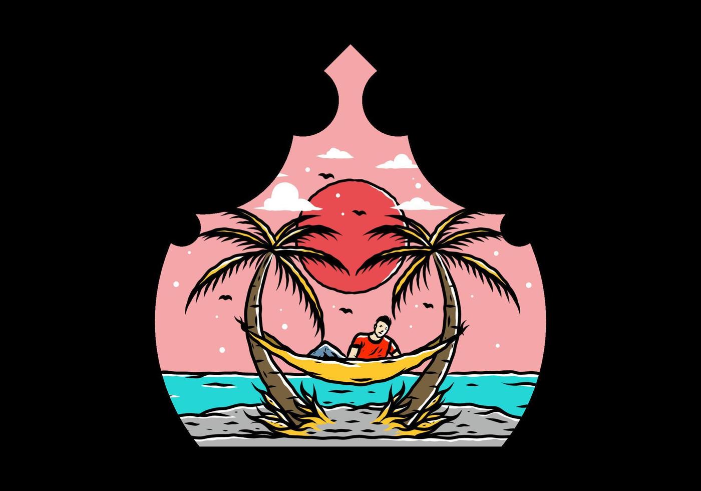 Relax on hammock on the beach illustration vector