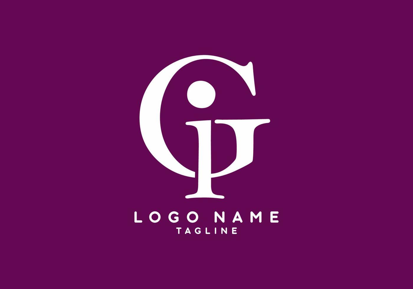 White purple GI initial letter logo vector