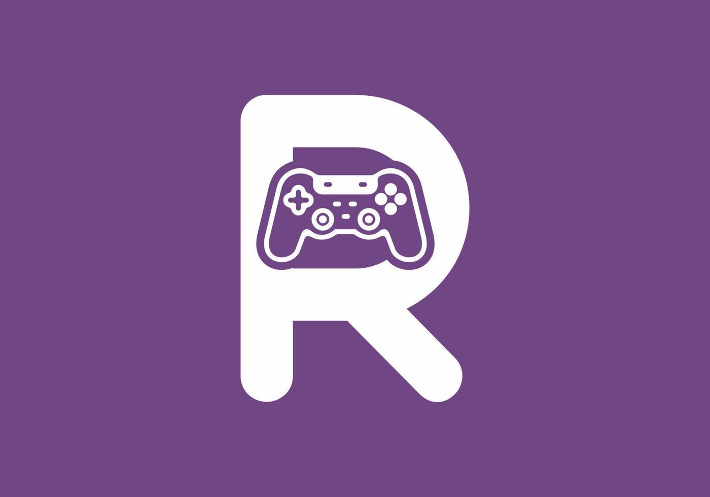 R initial letter with joystick shape vector