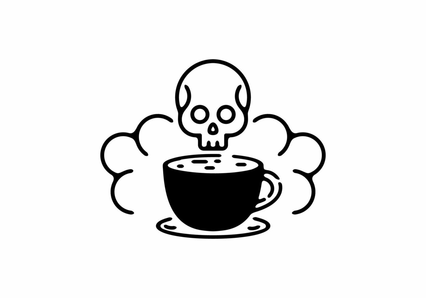 ilustración de arte de línea de café de cráneo vector