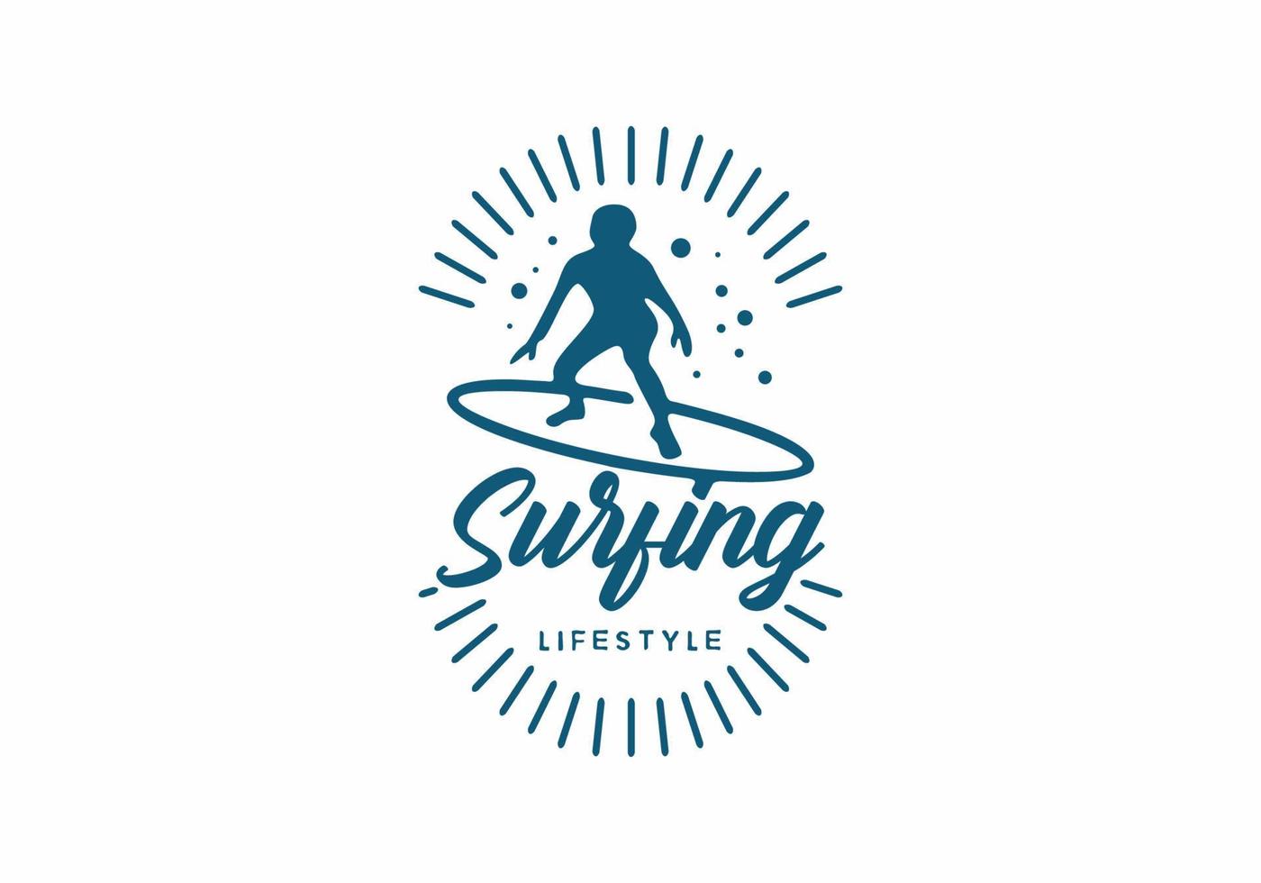 Surfing lifestyle line art badge vector