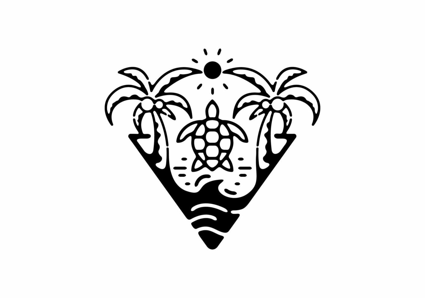 Turtle in beach badge design vector