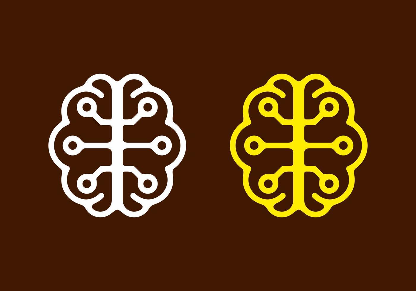 White and yellow illustration of brain in dark background vector
