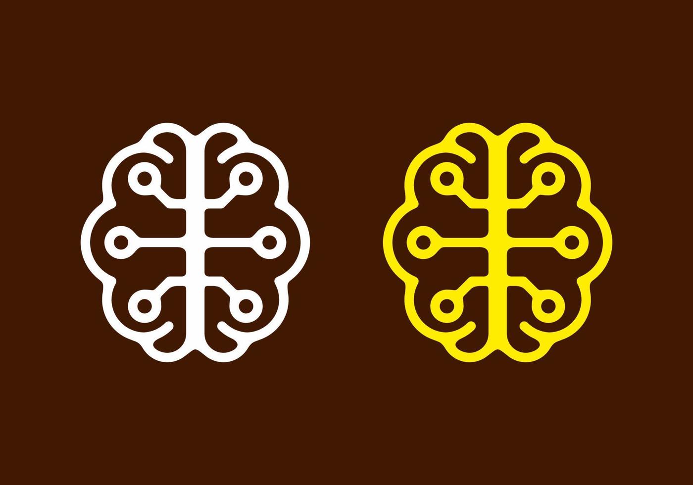 White and yellow illustration of brain in dark background vector