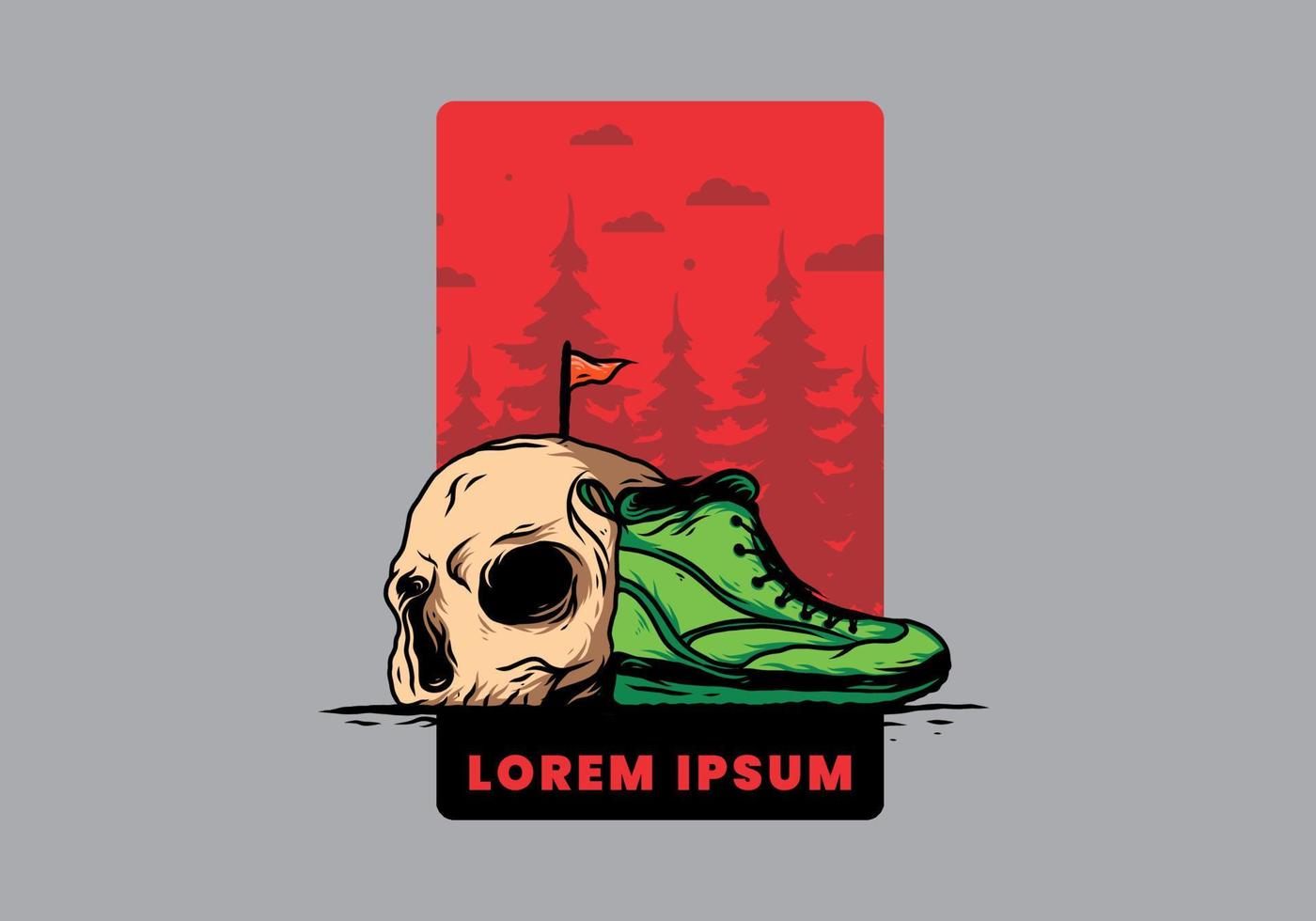 Outdoor boots and skull illustration vector