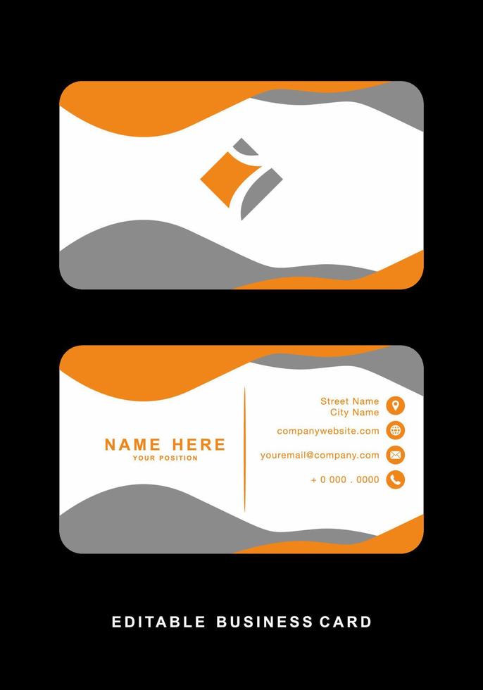 Orange grey color of business card design vector
