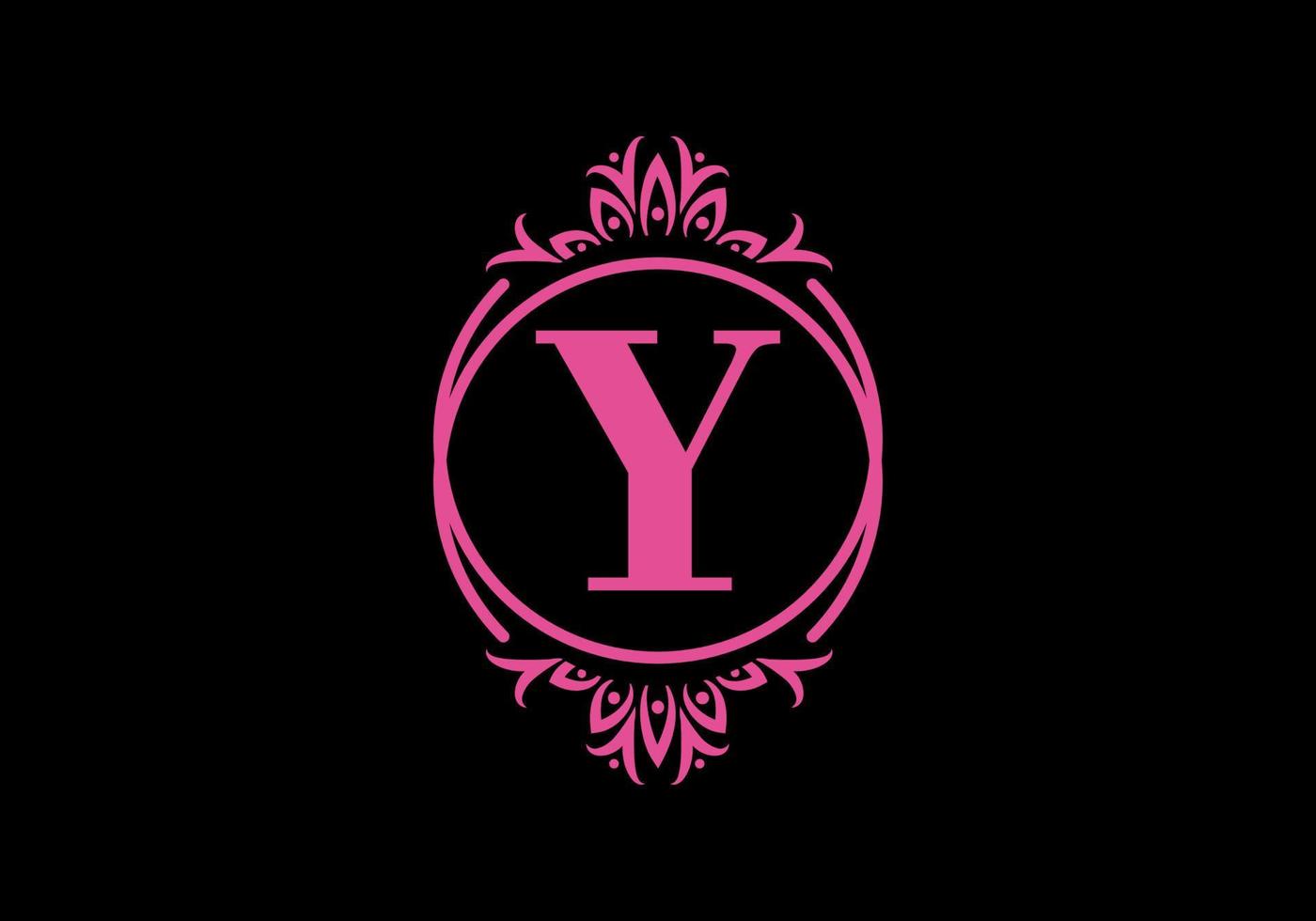 Pink black of Y initial letter in classic frame vector
