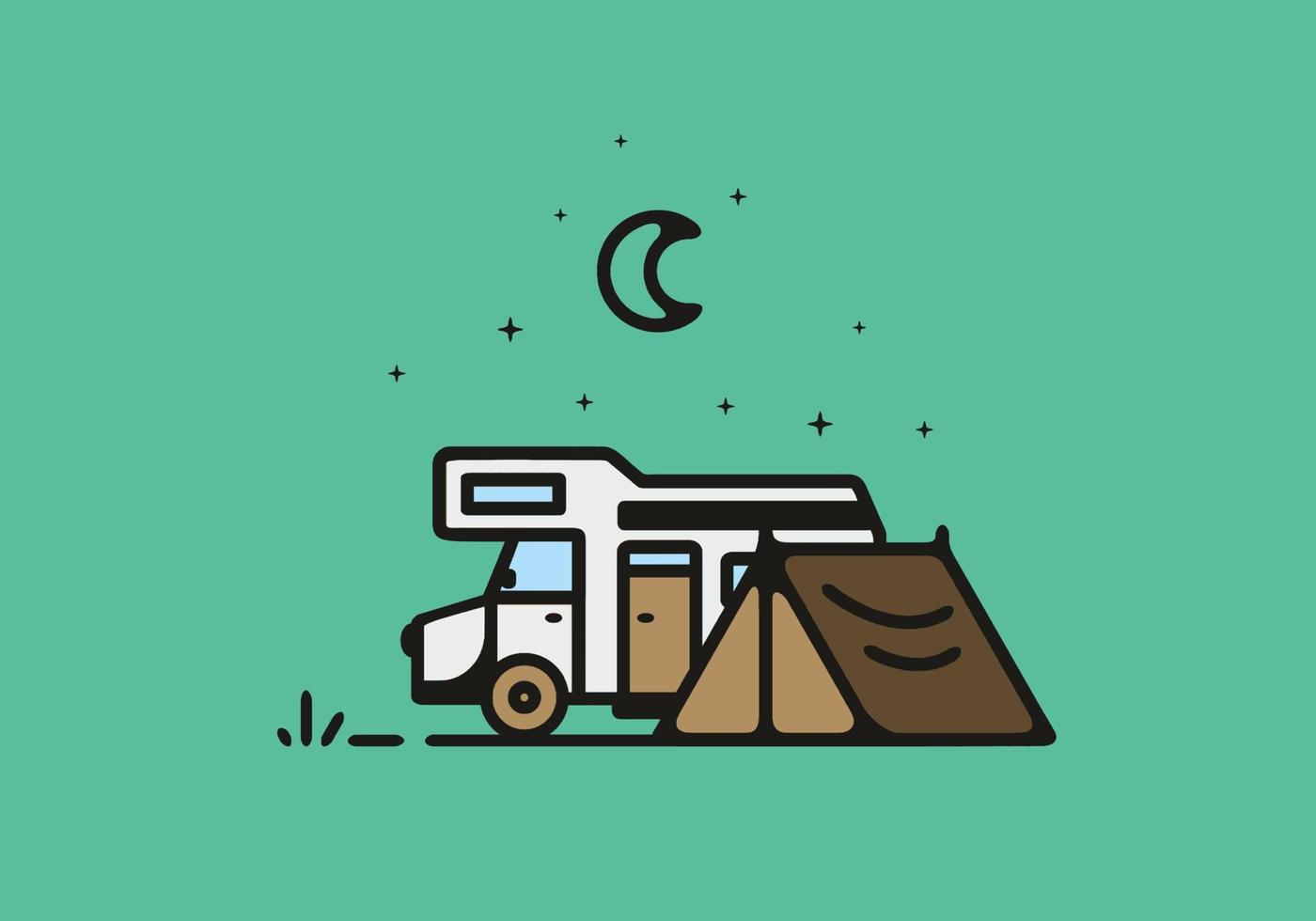 ilustración de camping de autocaravana simple vector