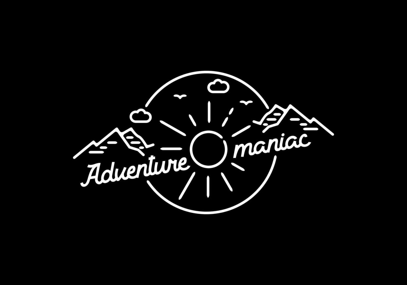 White black line art of adventure maniac vector