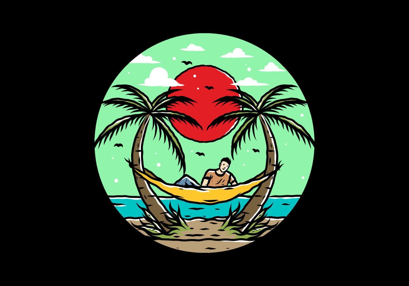 Relax on hammock on the beach illustration vector