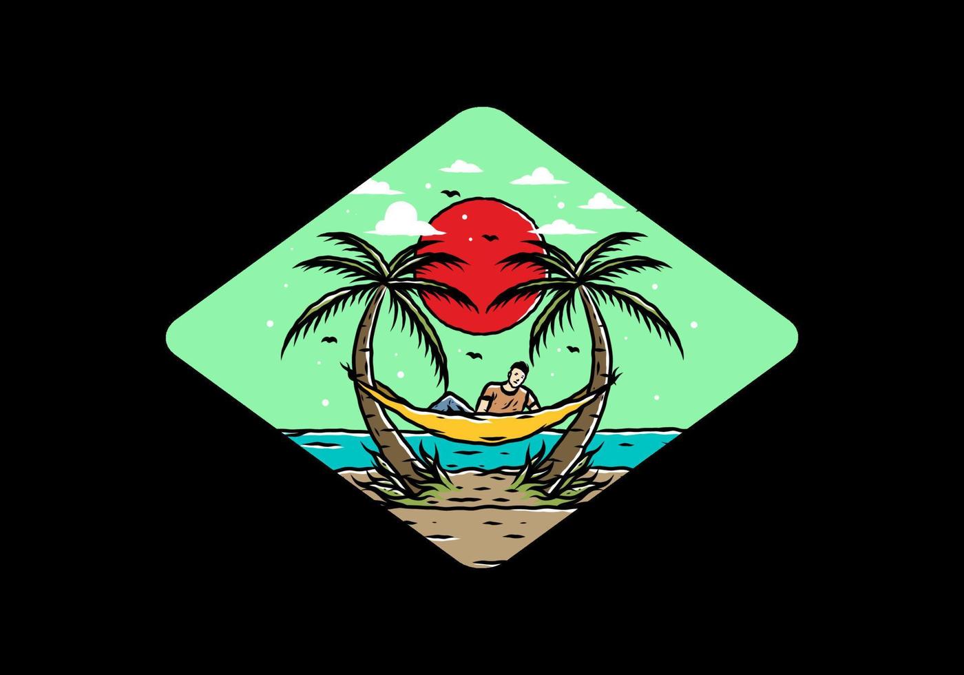 Relax on hammock on the beach illustration vector