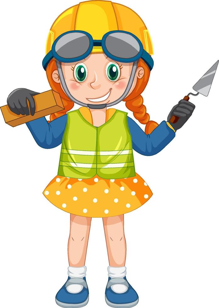 A girl wearing construction worker vector