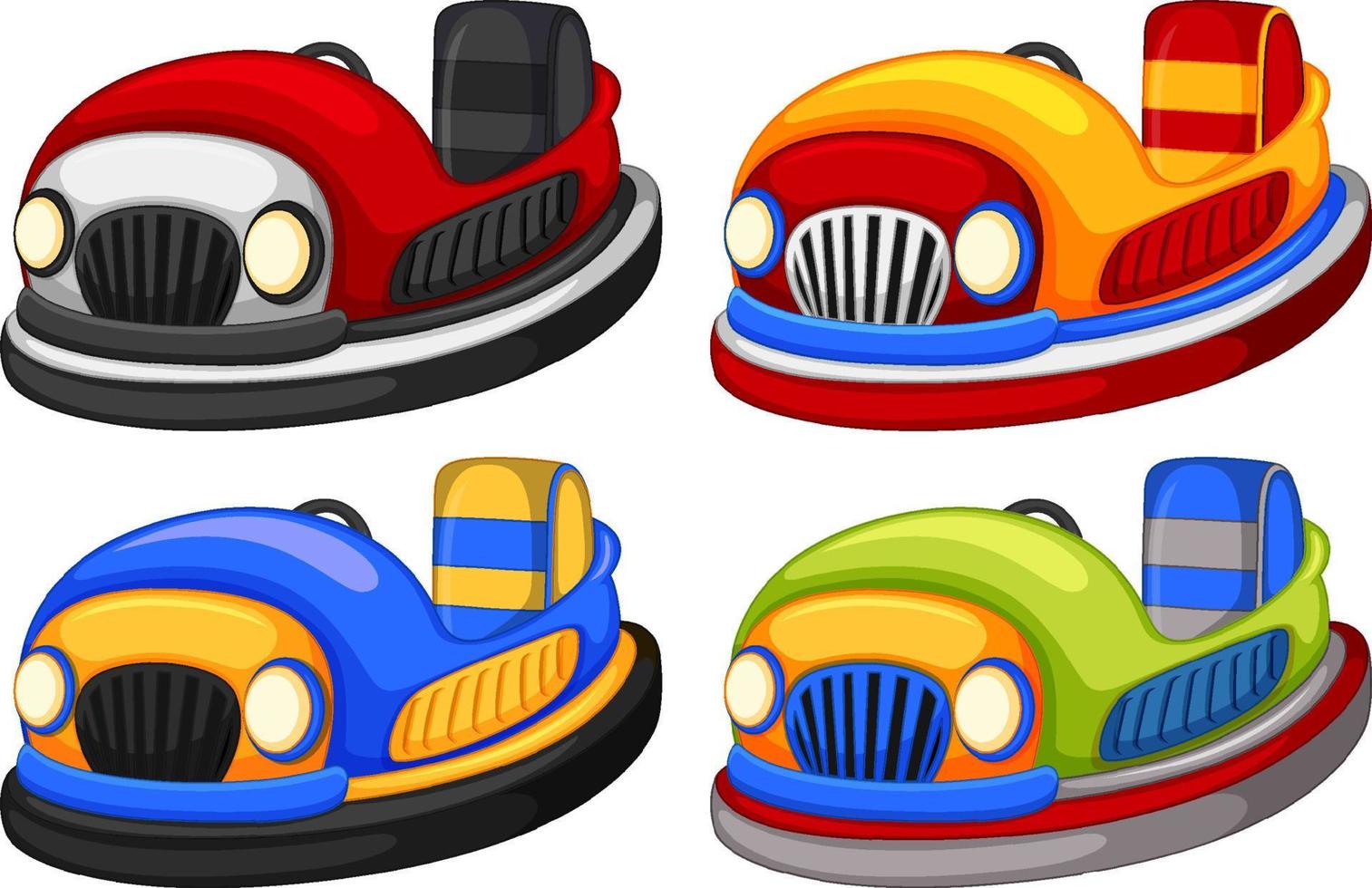Set of different kids driving bumper cars in cartoon style vector