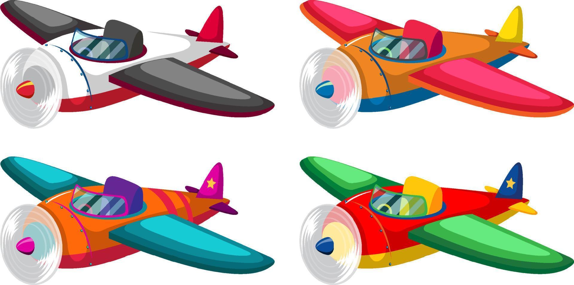 Set of colourful airplane on white background vector