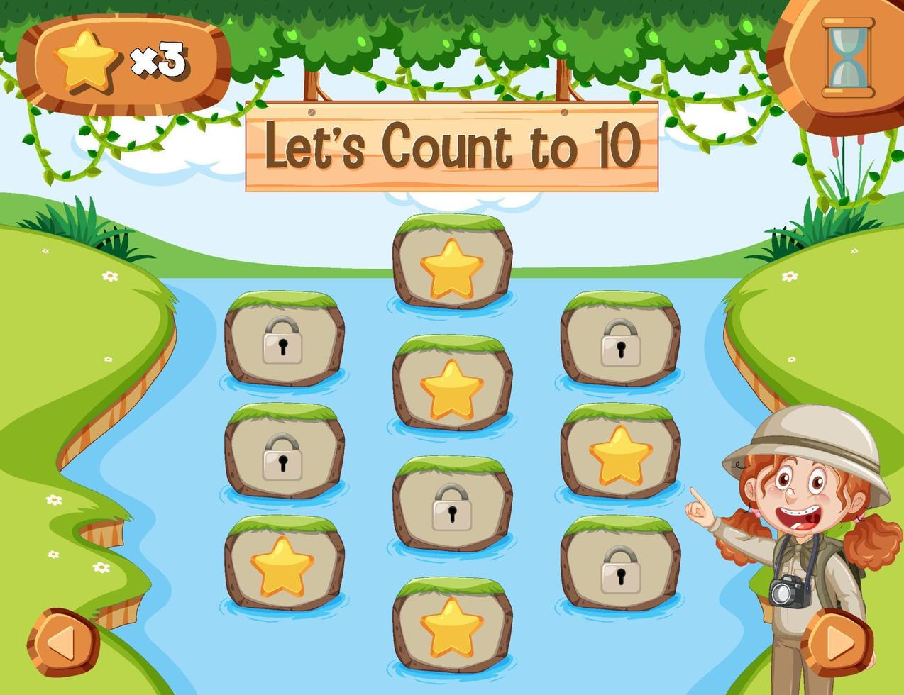 Game background template with stars and locks vector