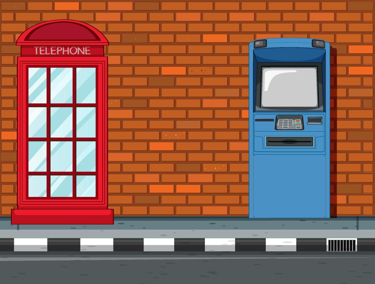 Empty scene with ATM on street in the city vector